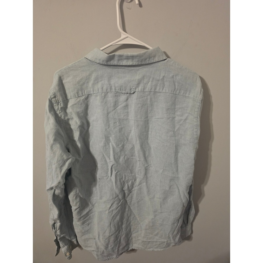 Banana Republic Button Down Mens M Blue Casual Linen Cotton Slim Fit Shirt - Picture 4 of 4